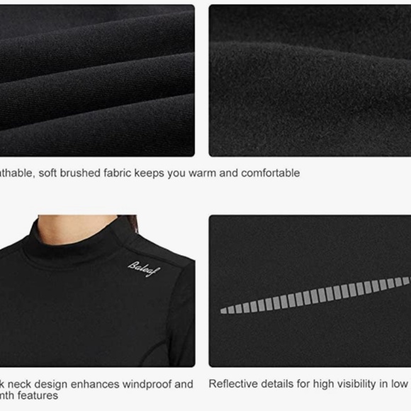 BALEAF Women's Fleece Thermal Mock Neck Long Sleeve Running Shirt XL - Picture 7 of 8